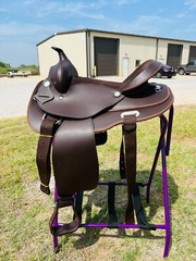 Western Cordura Trail-Pleasure Leather Horse Round Skirt Saddle Free Shipping