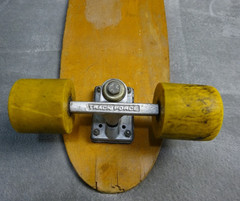 Vintage 1970s Kicktail Skateboard Track Force Trucks Yellow Wheels