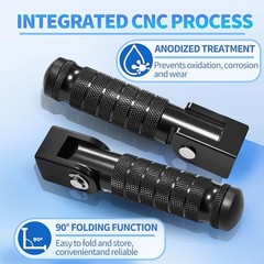 M8 Anti-Skid CNC Universal Motorcycle Foot Pegs Degree Foldable Footpegs Black