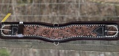 34” Size Tooled Leather Felt Bottom Western Girth Cinch