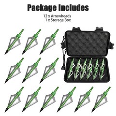 12Pcs Broadheads 100 Grain 3 Fixed Blade Archery Arrowheads Bow Hunting Points