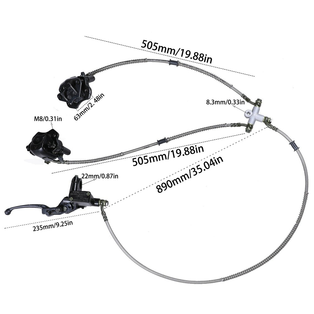 Front Hydraulic Twin Disc Brake Calipers System + Pads 150cc 250cc Quad ATV
