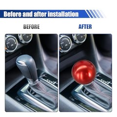 Car Round Ball Gear Shift Knob, Aluminum Alloy Car Shift Stick Head Red