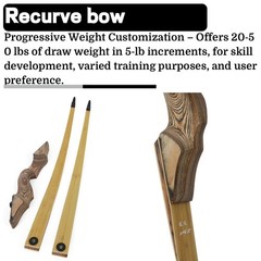 60″ Hunting Longbow Bow Arrow Kit LH/RH 20-50lbs Takedown Wooden Riser Shooting