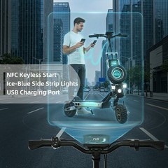 Dual Motor 5600W Single Swing Arm Electric Scooter 60V/30AH NFC 56MPH Offroad US