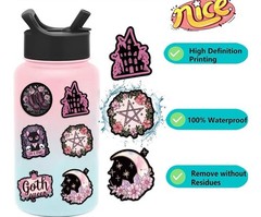 30Pcs Random Aesthetic Dark Pink Gothic Witch Skull Skeleton Waterproof Stickers