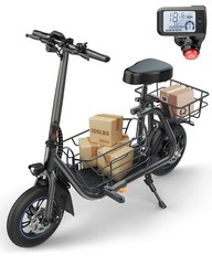 Gyroor C1S Electric Scooter w/ Seat & Carry Basket 21Miles Range For Pet Dog Cat