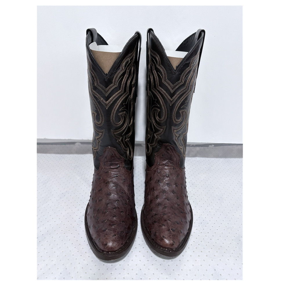 J.B Dillon Reserve Ostrich Chocolate Men’s Western Boots JBR1061EE Size 8.5