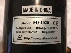 New Unite MY1020 800W 36V electric motor, 2750 RPM – FREE SHIPPING!