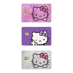 3 PACK HELLO KITTY PINK PURPLE SILVER Credit Debit Card Skin Cover Set Lot