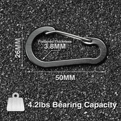 10 PCS Mini Carabiner Clips with Key Rings Aluminum D Shape Large, Black