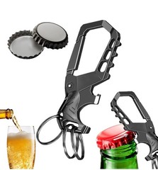 Heavy Duty Carabiner Keychain with Bottle Opener – 3 Key Rings Included