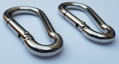 3″ x 1 7/16″ Spring Back Zinc Plated Metal Carabiner: 2pcs per pack – USA stock