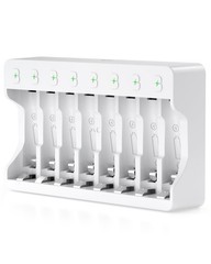 8 Bay AA AAA Battery Charger for NiMH NiCD Rechargeable Batteries,USB HighSpe…