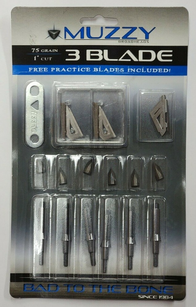 207 Muzzy Bowhunting Broadheads 3 Blades Trocar Tip, 75Grain, 6 Pack