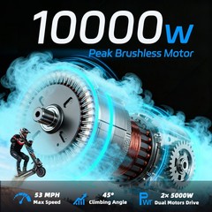 ZIPPYGO JL86 Pro 10000W Electric Scooter for Adult 55MPH Dual Motor Audio Player