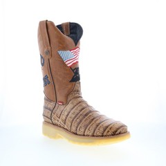 Dingo Patriot DI-607 Mens Brown Leather Pull On Cowboy Western Boots 9.5