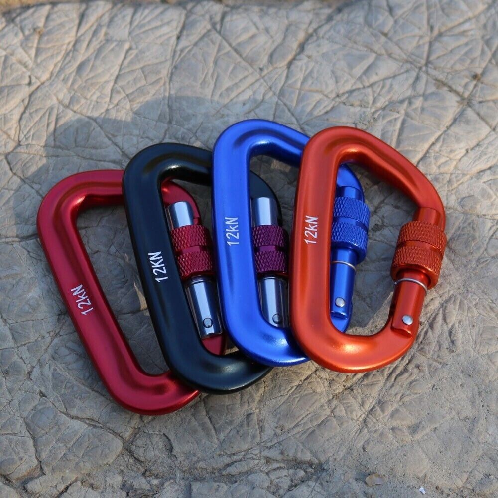 4Pack 12KN Screw Lock Carabiner Rock Climbing Heavy Duty Spring Hook for Camping