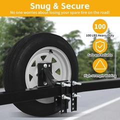 70214 Powder Coat Black Trailer Spare Tire Carrier For 10 inch and 12 inch Utili