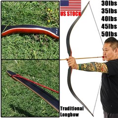 30-50lbs Archery 60» Traditional Recurve Bow Longbow Target Hunting Shooting