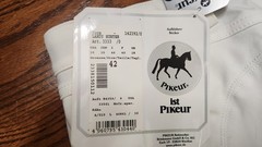 Pikeur, New, Landy Hunter knee patch breeches, white, 30, $300