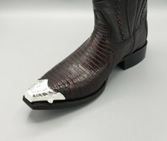 WESTERN COWBOY BOOT TIPS Pair – Silver Engraved Flat Tips w Heel Guards