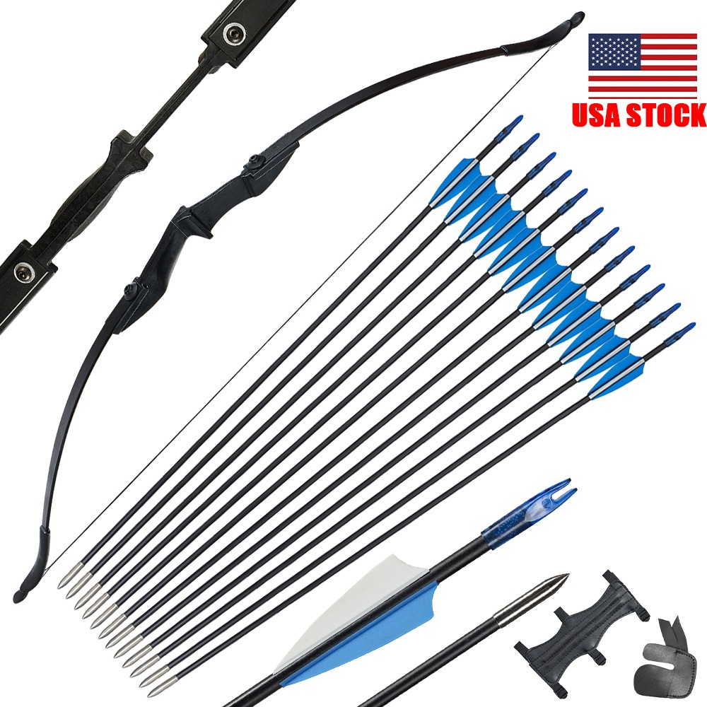 Archery Recurve Bow Takedown 20lbs 30lbs 40lbs Practice Arrows Target Shooting