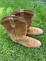 Vtg 1978 Wolverine Durashock Cowboy Boots Wheat Suede Vibram Soles Men’s 9 2E