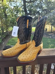 Fenoglio Boot Co Buttercup Full Quill Ostrich Mens Boots US 11 Black Uppers