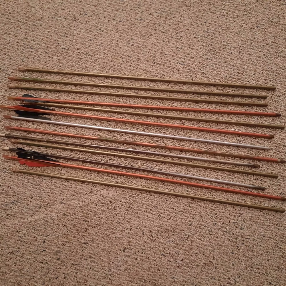 13 Vintage Metal Arrow Shafts, 5/16″ , 30″ – 32″ Long