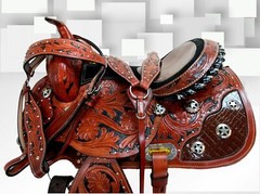 GAITED WESTERN SADDLE 17 16 15 PLEASURE SHOW HORSE TRAIL TOOLED LEATHER TACK SET