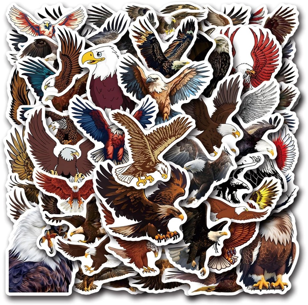 55PCS Eagle Stickers Waterproof Vinyl Decals for Water Bottle Laptop Luggage