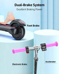 MIHOVER 150W 10mph Speed Kids Electric Scooter For 6-12 Years Old-Pink