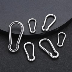 2pcs Stainless Steel Spring Snap Hook Quick Link Carabiner Clip 40-70mm