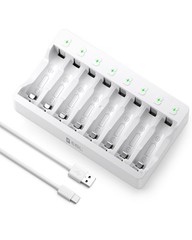 8 Bay AA AAA Battery Charger for NiMH NiCD Rechargeable Batteries,USB HighSpe…