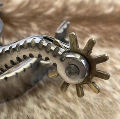 Adult Size Stainless Steel PAIR Western Notched Edge Spurs