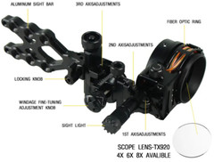 TX1550 Compound Bow Sight 4X 6X 8X Lens 5-Pin 0.019» Optical Fiber Bow Hunting