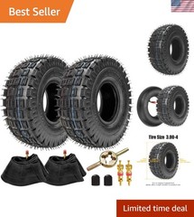 3.00-4 Knobby Tires & Tubes Set for Go Kart and Mini Bikes – 2 Pack