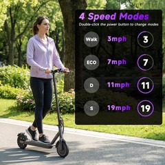Electric Scooter 8.5» Solid Tires 350W 19MPH 36V Folding App Controlled UL2272