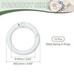 1″ Spring O Rings, Spring Snap Keyring for Handbag, 12 Pack White