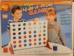 Giant 4 In A Row Game Wood Board – white with blue and red discs 21.75″ x 14.75″