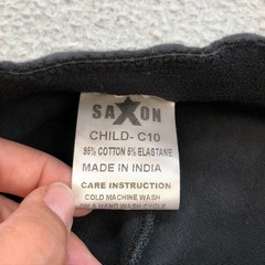 Saxon Adjustable Waist Riding Jodhpurs Unisex Kids C10 Black Beige Equestrian