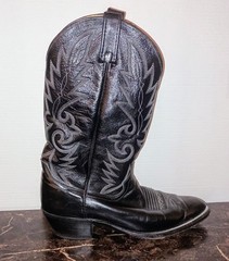 Dan Post Leather Boots Sz 10D Black Stitched Cowboys Western Rodeo ✨