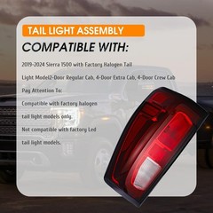 Tail Light Assembly Compatible with 2019-2024 GMC Sierra 1500 Left Driver Side