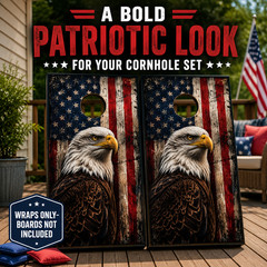 Patriotic Eagle Cornhole Board Wraps Set of 2 American Flag Vinyl 24×48