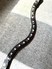 Custom Gems Browband All Sizes Dark Brown or Black Leather U V & Straight Shapes