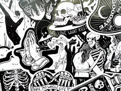 50 Gothic Skull Black and White Cool Laptop Stickers Dark Tattoo Goth Decals