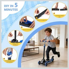 3 Wheel Scooters for Kids 2-5 5-7 Years, 4 Adjustable Heights Foldable Metal…