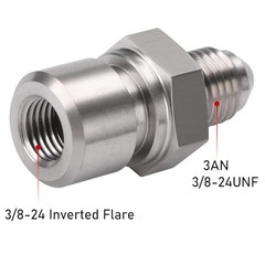 3AN Male to 3/8-24 3/16″ Inverted Flare Stainless Steel 3AN to 3/8-24 – 2PCS