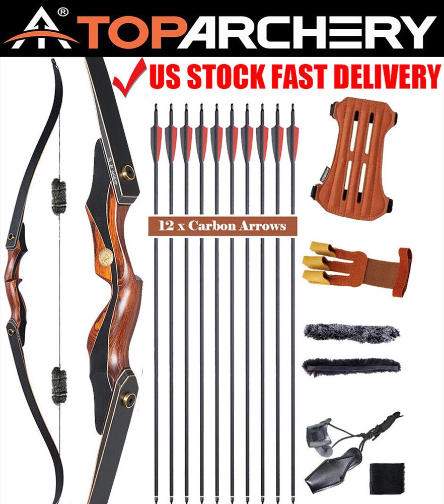 60″ Archery Wooden Takedown Recurve Bow and Arrow Kit for Adult Outdoor Hunting
